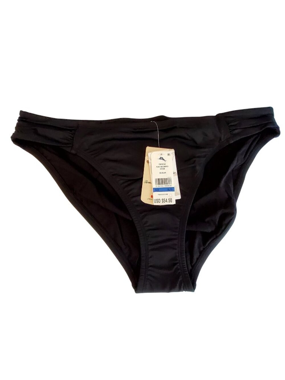 Tommy Bahama Pearl Side Shirred Hipster Bikini Bottoms Black XL Jersey Lomellina